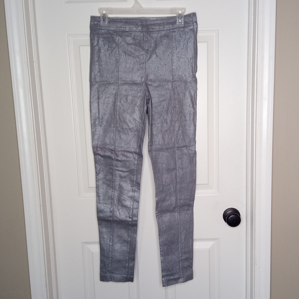 H&M Pewter Silver Side Zip Stretch Jeggings size 10